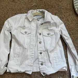 Old Navy Classic Distressed White Jean Jacket XS